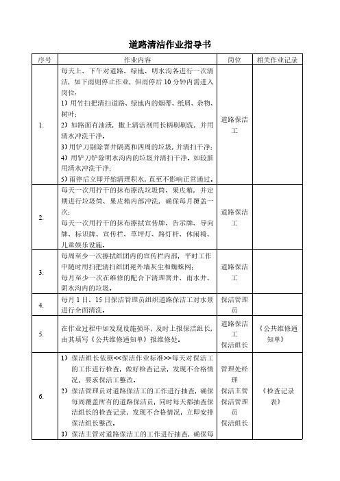 道路清洁作业指导书