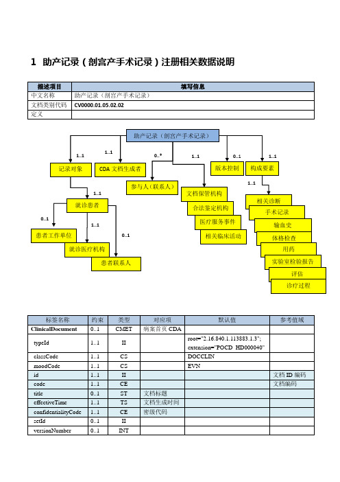 助产记录(剖宫产手术记录)注册数据规格说明