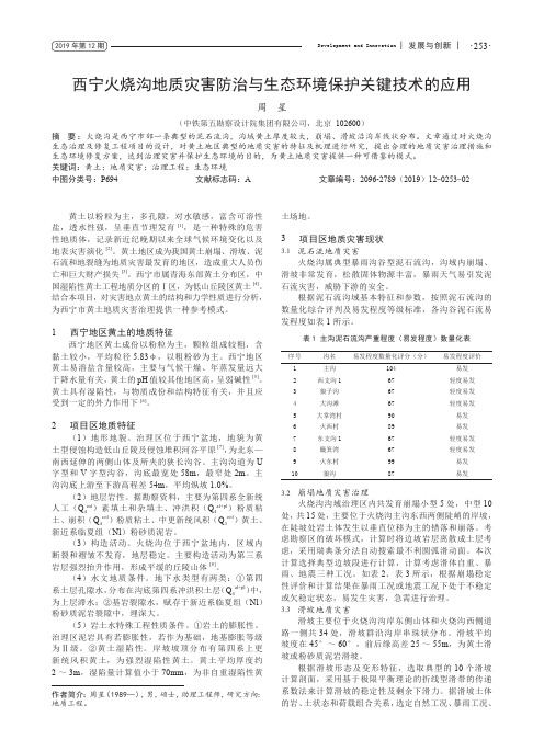 西宁火烧沟地质灾害防治与生态环境保护关键技术的应用