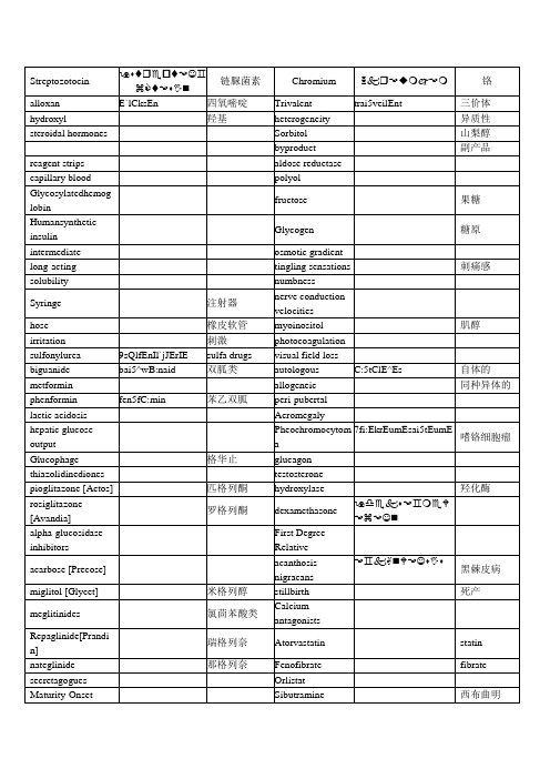 内分泌专业医学英语常用词汇