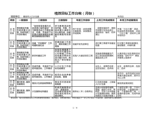 绩效目标工作台帐(10月份)