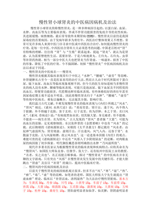 慢性肾小球肾炎的中医病因病机及治法