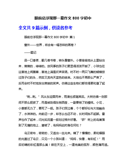 眼前总浮现那一幕作文800字初中