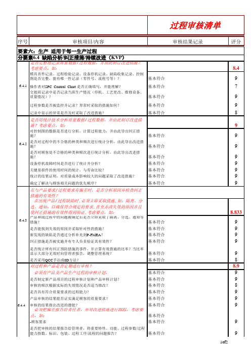 过程审核-- 范例