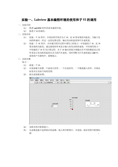 Labview实验一、Labview基本编程环境的使用和子VI的调用