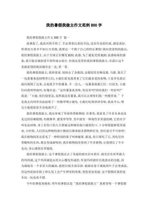我的暑假我做主作文范例800字
