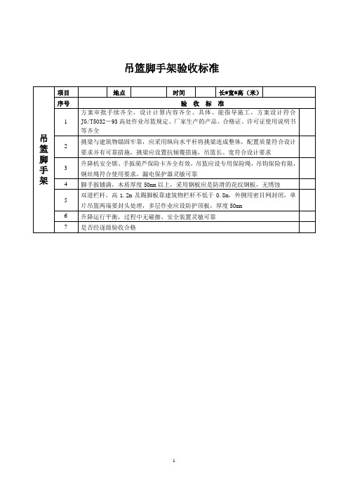 吊篮式脚手架验收标准