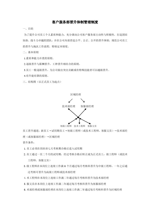 客户服务部晋升体制