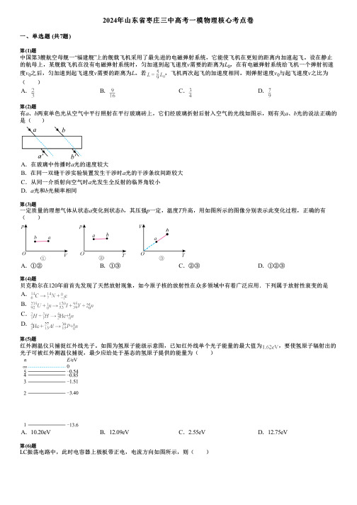 2024年山东省枣庄三中高考一模物理核心考点卷