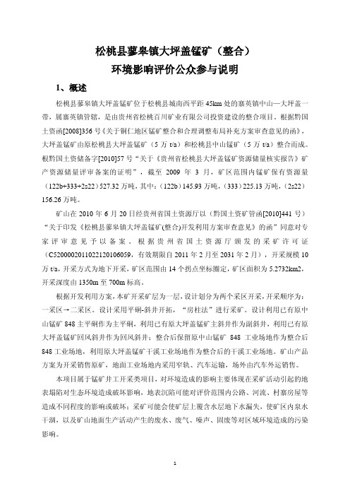 松桃县蓼皋镇大坪盖锰矿(整合)环境影响评价公众参与说明