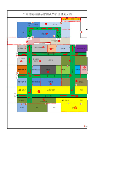 车间消防疏散示意图及6S区域划分图(1)