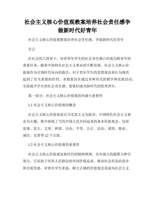 社会主义核心价值观教案培养社会责任感争做新时代好青年