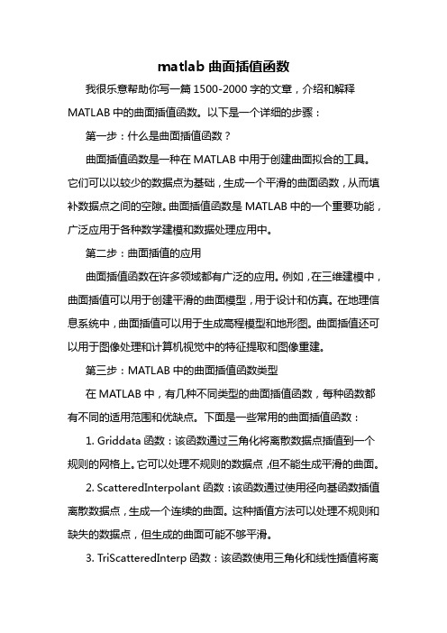 matlab曲面插值函数