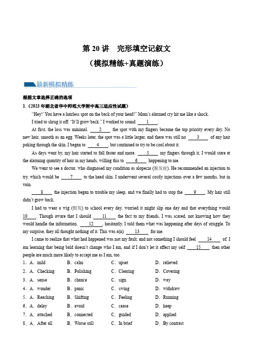 第20讲 (练)-2024年高考英语一轮复习讲练测(新教材新高考)(解析版) (原卷版)