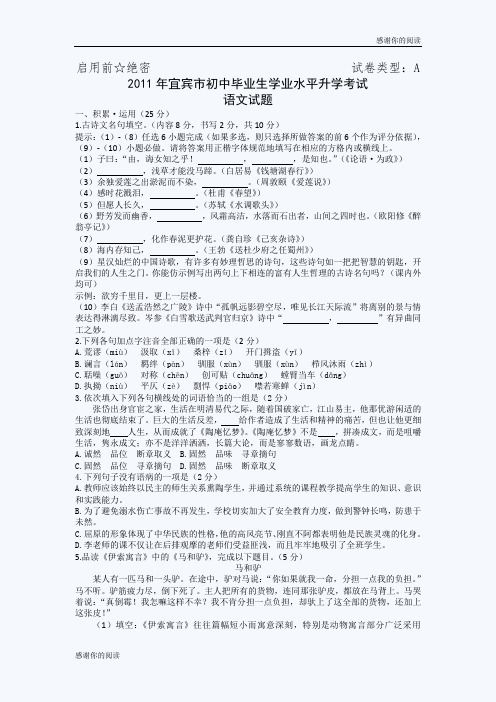 宜宾中考语文试题.doc