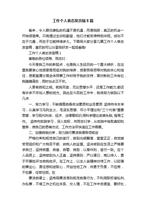 工作个人表态发言稿5篇