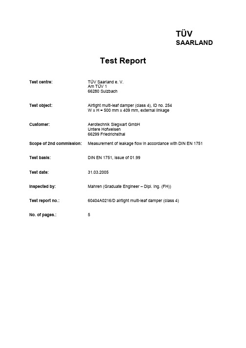 EN1751 Class 4 Test Report for Series JL254 (GB)