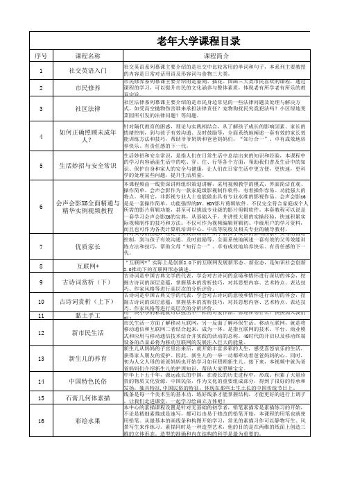 老年大学课程目录