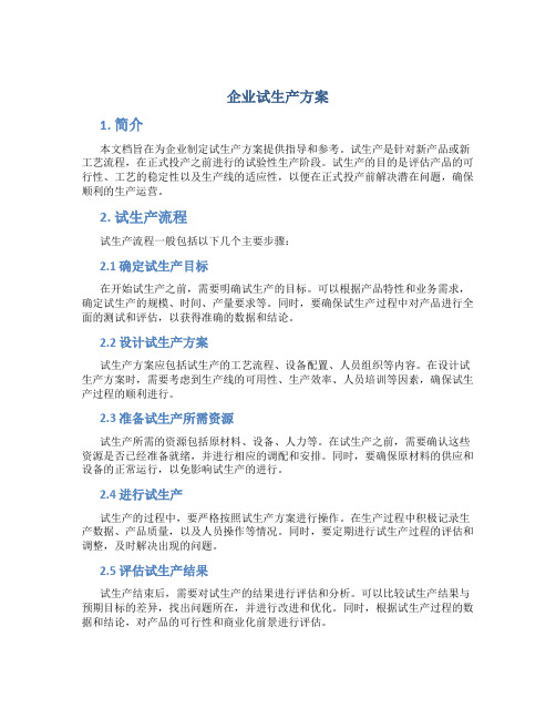 企业试生产方案