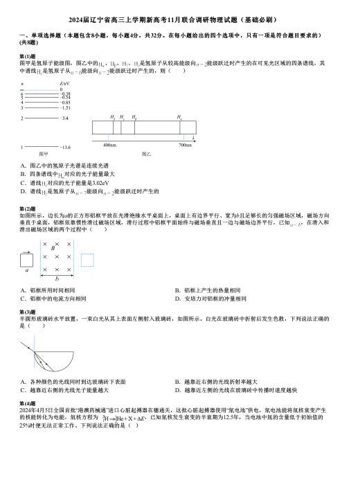 2024届辽宁省高三上学期新高考11月联合调研物理试题(基础必刷)