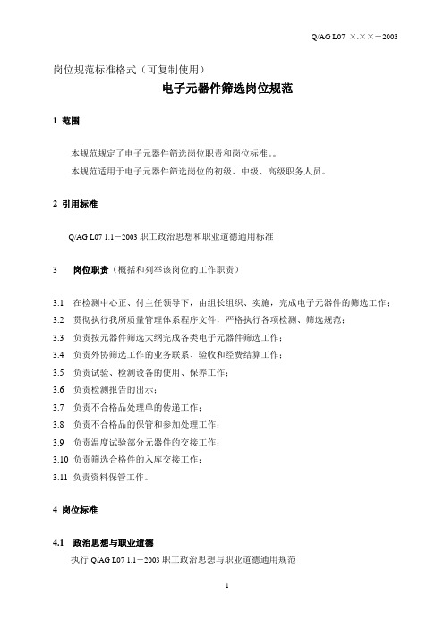北大纵横—中国兵器工业—电子元器件筛选岗位规范