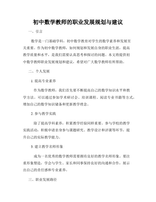 初中数学教师的职业发展规划与建议