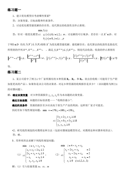 最优化方法练习题答案修改建议版本--删减版要点