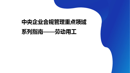 《中央企业劳动用工合规管理指南》简介解读讲解