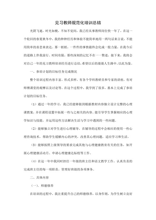 见习教师规范化培训总结