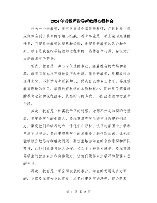 2024年老教师指导新教师心得体会