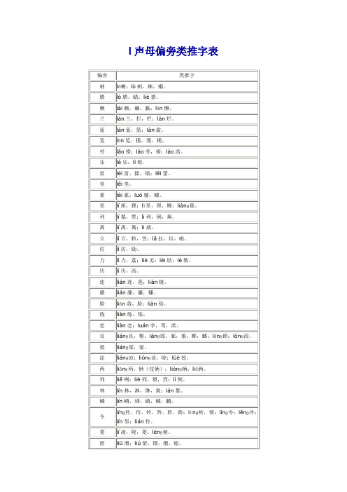 l声母偏旁类推字表