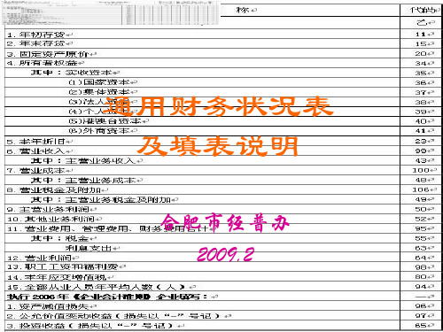 通用财务状况表及其填表说明(ppt 52页)