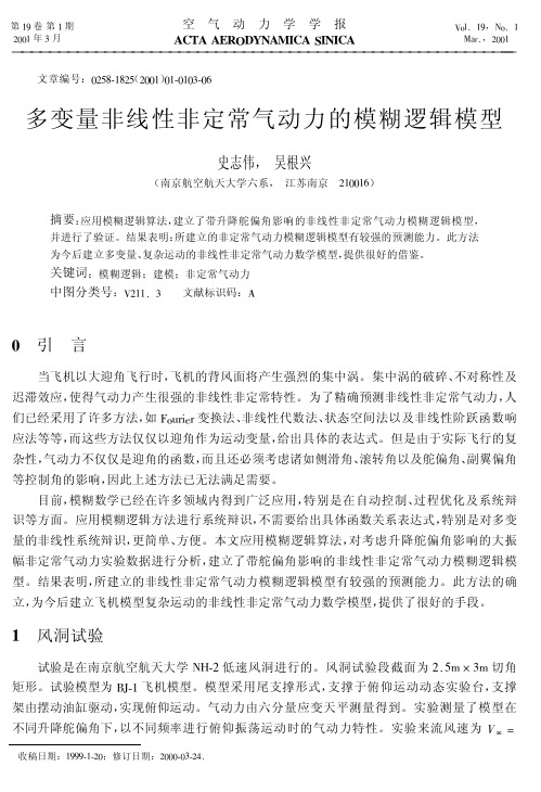 多变量非线性非定常气动力的模糊逻辑模型