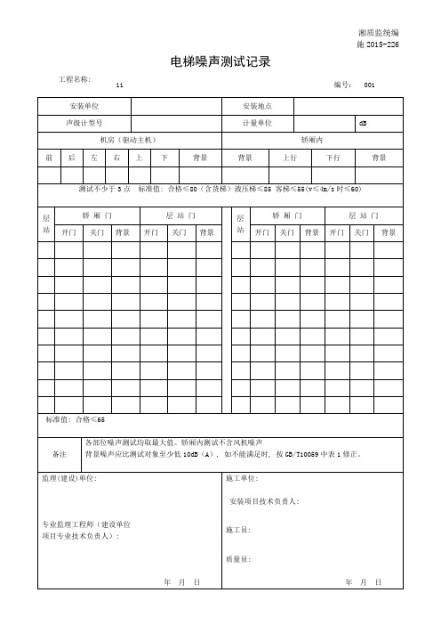 电梯噪声测试记录