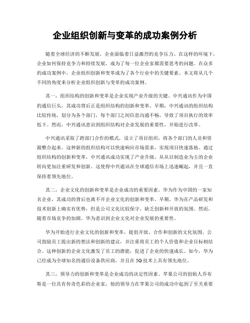 企业组织创新与变革的成功案例分析