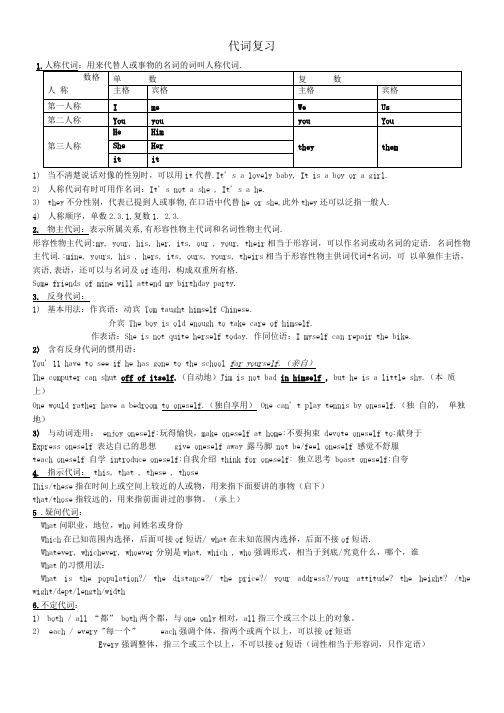 高考英语 语法复习代词教案.doc