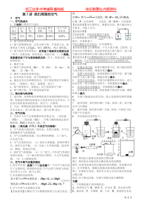 初中化学《我们周围的空气》知识点和典型习题附答案