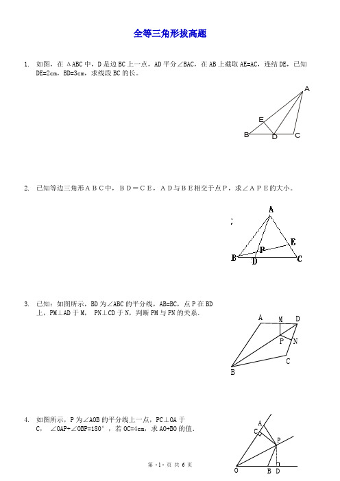 (最新最全)全等三角形练习题综合拔高题_共6页