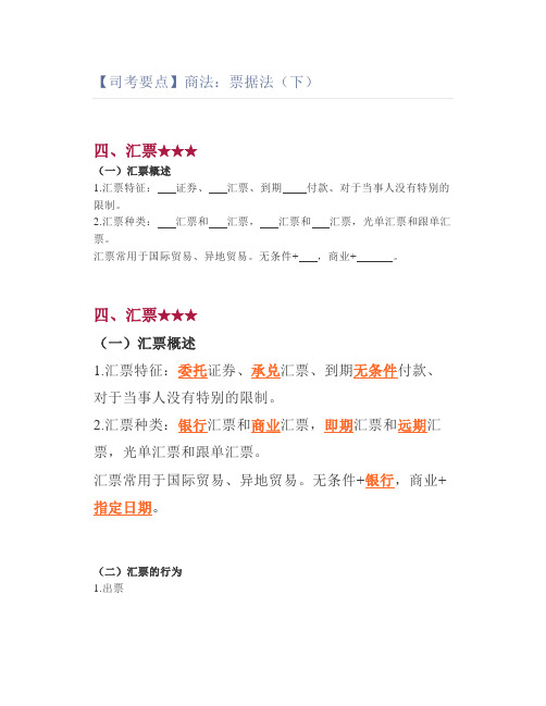 【司考要点】商法:票据法(下)