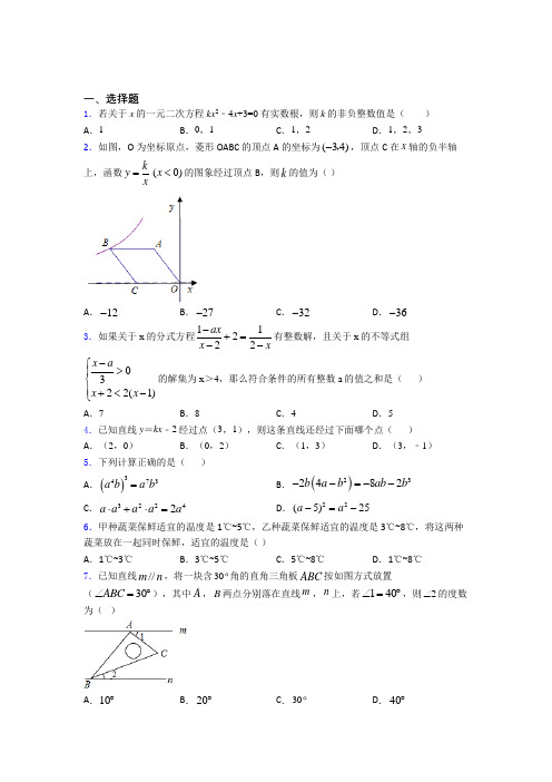 【精选试卷】(必考题)中考数学专项练习经典练习卷(含答案解析)