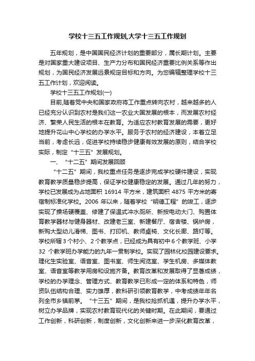 学校十三五工作规划,大学十三五工作规划