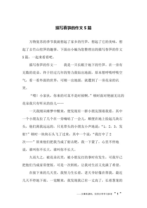 描写春笋的作文5篇