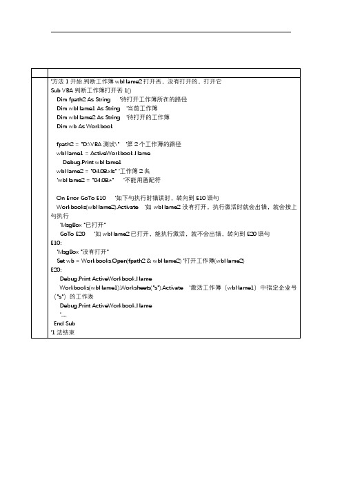 VBA判断某工作簿打开与否和未打开的3种打开方法