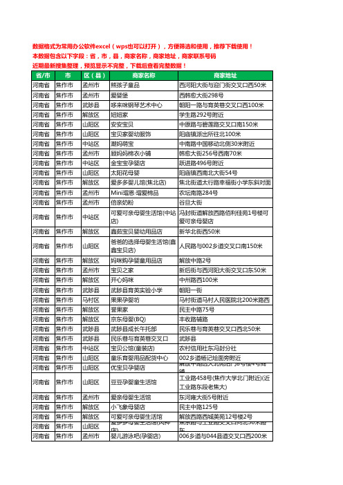 2020新版河南省焦作市育婴工商企业公司商家名录名单黄页联系电话号码地址大全357家