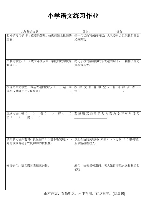 六年级语文基础训练1000题(16)