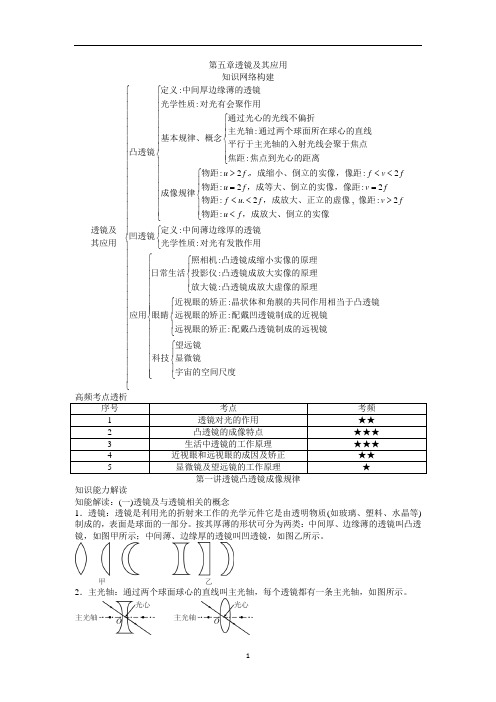 初三中考物理知识点复习资料 第五章透镜及其应用