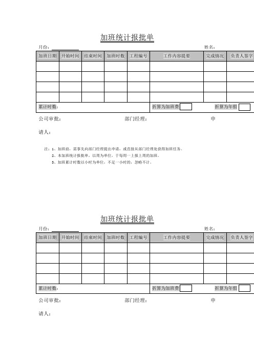 加班统计报批单模板