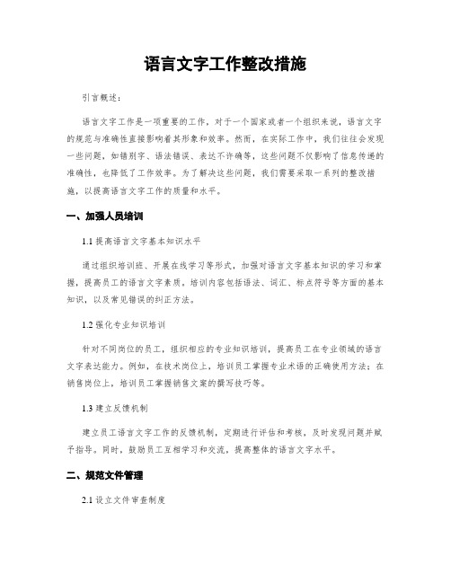 语言文字工作整改措施