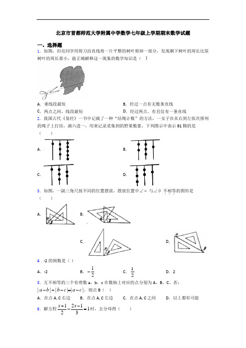 北京市首都师范大学附属中学数学七年级上学期期末数学试题