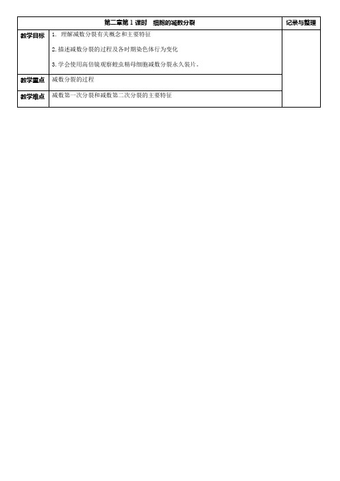 苏教版 高一生物下 教学案设计P003-006第二章第1课时 细胞的减数分裂